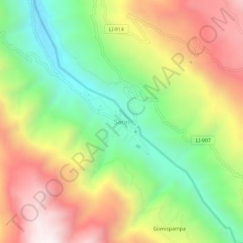 Carte topographique Sarin, altitude, relief