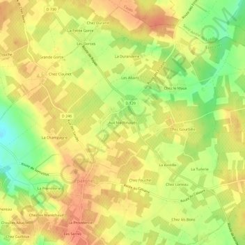 Carte topographique Aux Mechinauds, altitude, relief