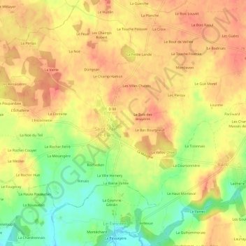 Carte topographique Moureul, altitude, relief