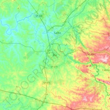 Carte topographique Itu, altitude, relief