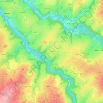 Carte topographique Lauzine, altitude, relief