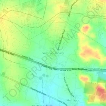 Carte topographique Vattinagulapally, altitude, relief