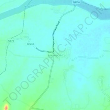 Carte topographique Perunagar, altitude, relief