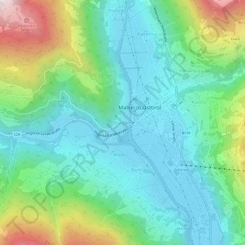 Carte topographique Bruggen, altitude, relief
