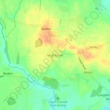Carte topographique High Ercall, altitude, relief