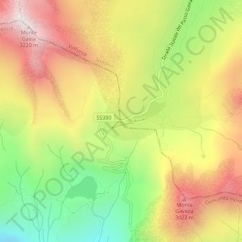 Carte topographique Passo di Gavia, altitude, relief