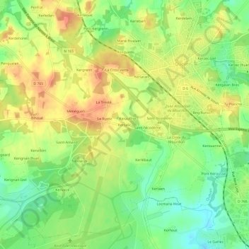 Carte topographique Kersalic, altitude, relief