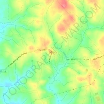 Carte topographique Buffalo, altitude, relief