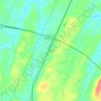 Carte topographique Ocoee, altitude, relief