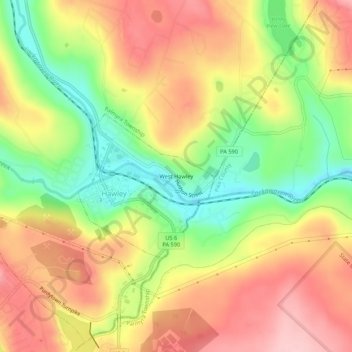Carte topographique West Hawley, altitude, relief