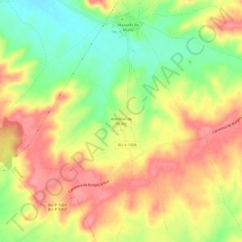 Carte topographique Arenillas de Muñó, altitude, relief