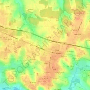 Carte topographique Le Bourbouillon, altitude, relief