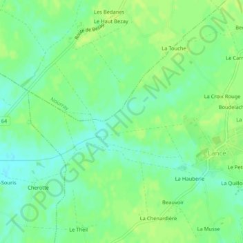 Carte topographique Les Lincères, altitude, relief