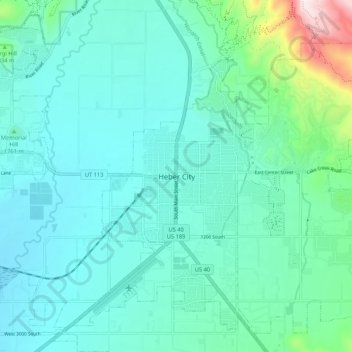 Carte topographique Heber City, altitude, relief
