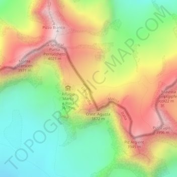 Carte topographique Forcola di Cresta Guzza, altitude, relief