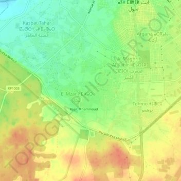 Carte topographique Akabar, altitude, relief