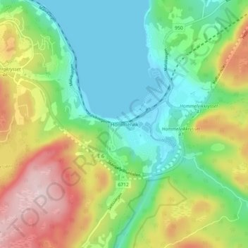 Carte topographique Hommelvik, altitude, relief