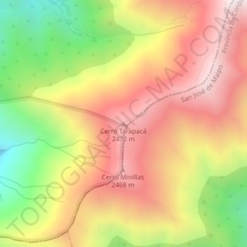 Carte topographique Cerro Tarapacá, altitude, relief