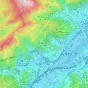 Carte topographique Yau Oi Chuen, altitude, relief
