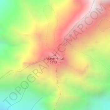 Carte topographique Mardi Himal, altitude, relief