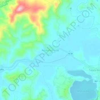 Carte topographique Ambohidrano, altitude, relief