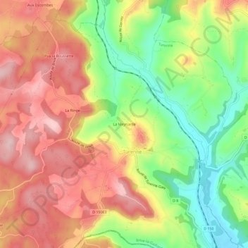 Carte topographique La Meynarde, altitude, relief