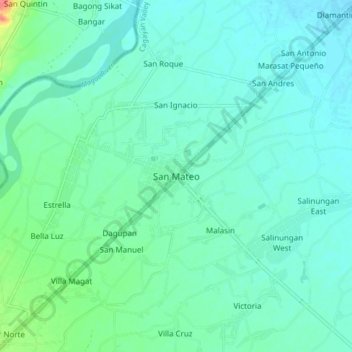 Carte topographique San Mateo, altitude, relief