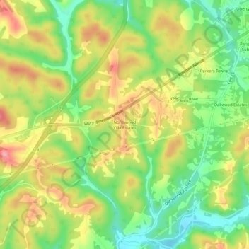 Carte topographique Northwood Villa Estates, altitude, relief