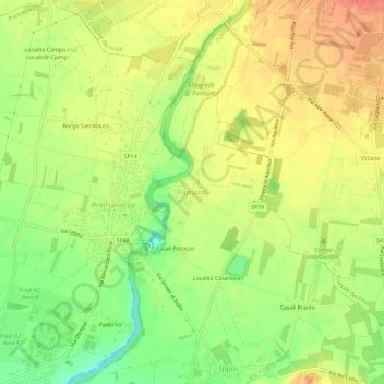 Carte topographique Firmano, altitude, relief