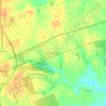 Carte topographique Pecan Heights, altitude, relief