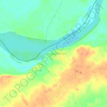 Carte topographique Puerto Guadalupe, altitude, relief