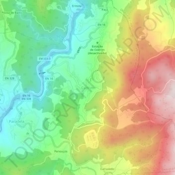 Carte topographique Cedrim, altitude, relief
