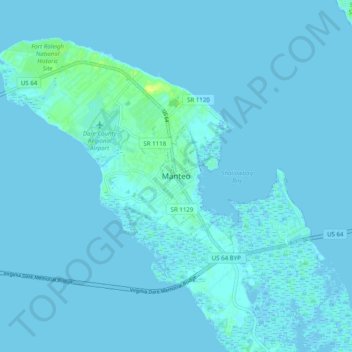 Carte topographique Manteo, altitude, relief