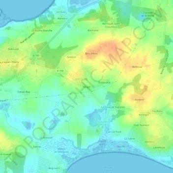 Carte topographique Kergal, altitude, relief
