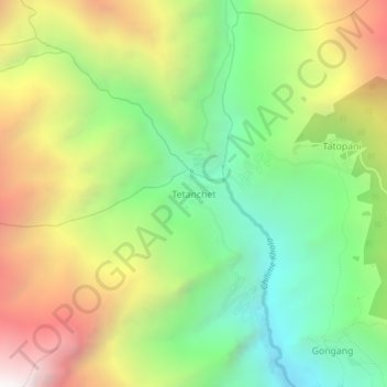 Carte topographique Tetanchet, altitude, relief