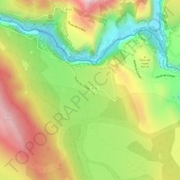 Carte topographique Les Cavaliers, altitude, relief