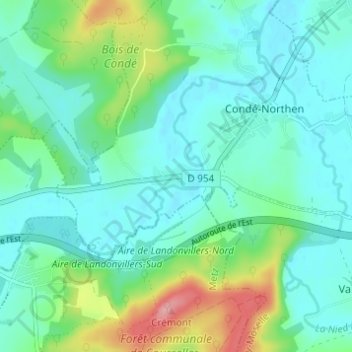 Carte topographique Pontigny, altitude, relief