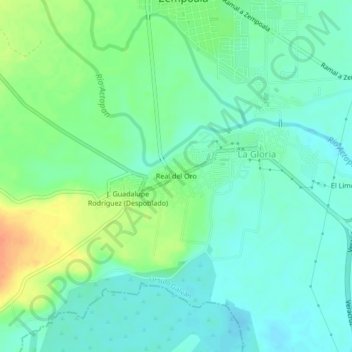 Carte topographique Real del Oro, altitude, relief