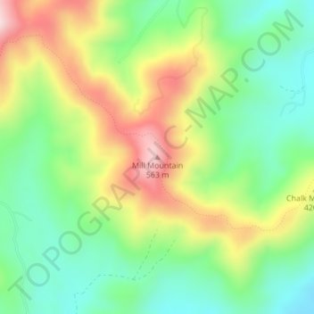 Carte topographique Mill Mountain, altitude, relief