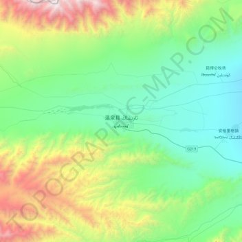 Carte topographique Wenquan, altitude, relief