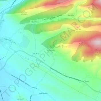 Carte topographique Voznuevo, altitude, relief