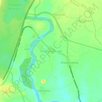 Carte topographique Santhoshapuram, altitude, relief