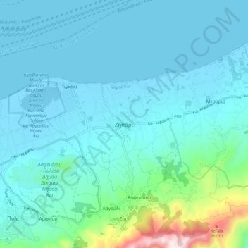 Carte topographique Zipari, altitude, relief
