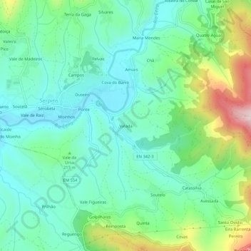 Carte topographique Valada, altitude, relief