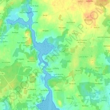 Carte topographique Kerorang, altitude, relief