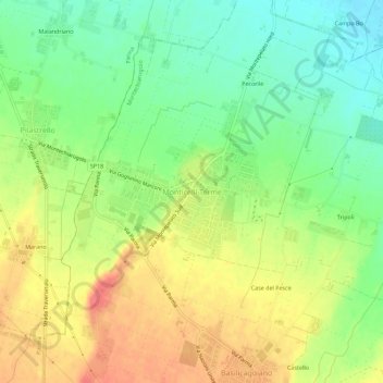Carte topographique Monticelli Terme, altitude, relief