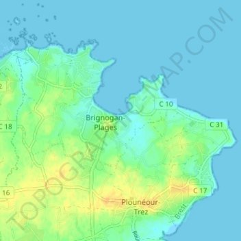Carte topographique Queran, altitude, relief