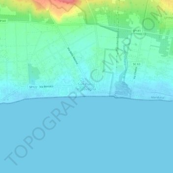 Carte topographique San Pietro in Bevagna, altitude, relief