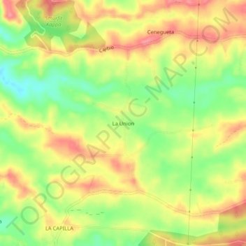 Carte topographique La Union, altitude, relief