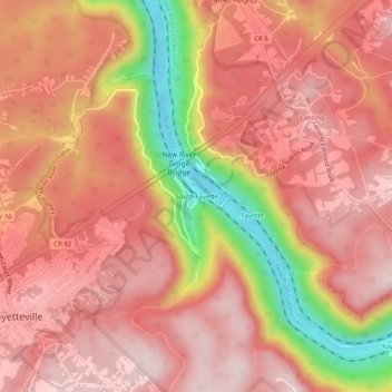 Carte topographique South Fayette, altitude, relief